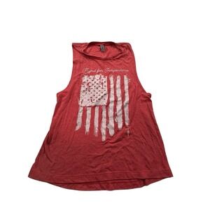 Next Level Tank‎ Top Women's Red American Flag Medium "Hyped For Independence"